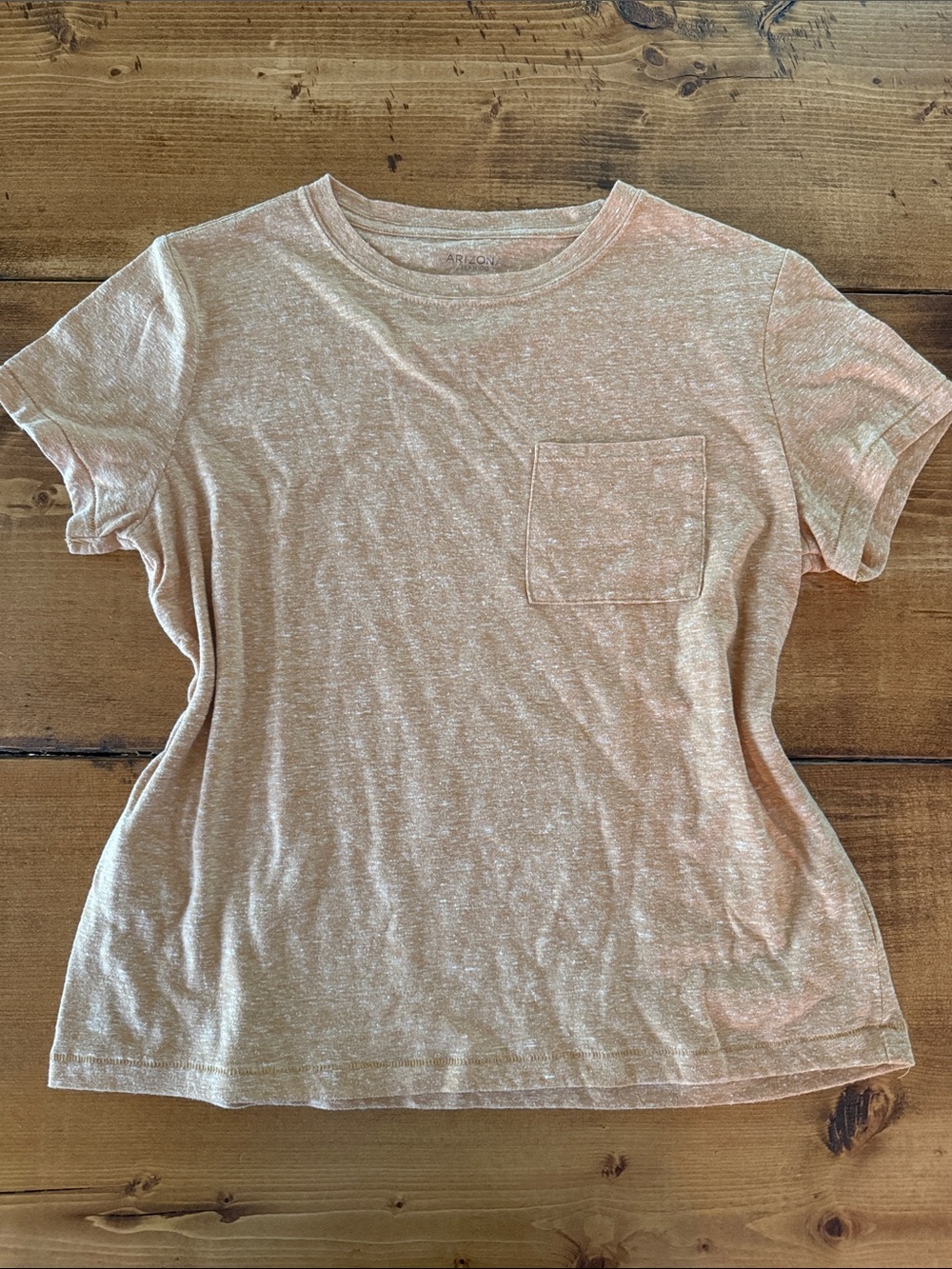 Arizona Jean Company Women's Heathered Light Peach Pocket Tee